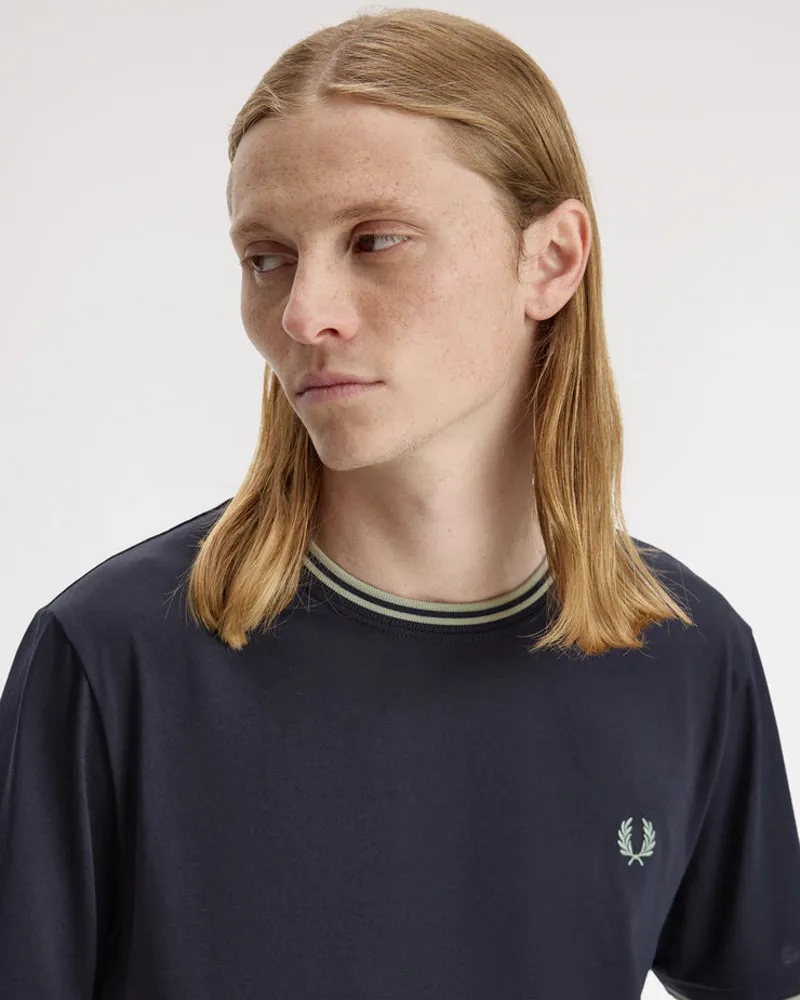 Fred Perry Twin Tipped T-shirt Navy / Seagrass-4