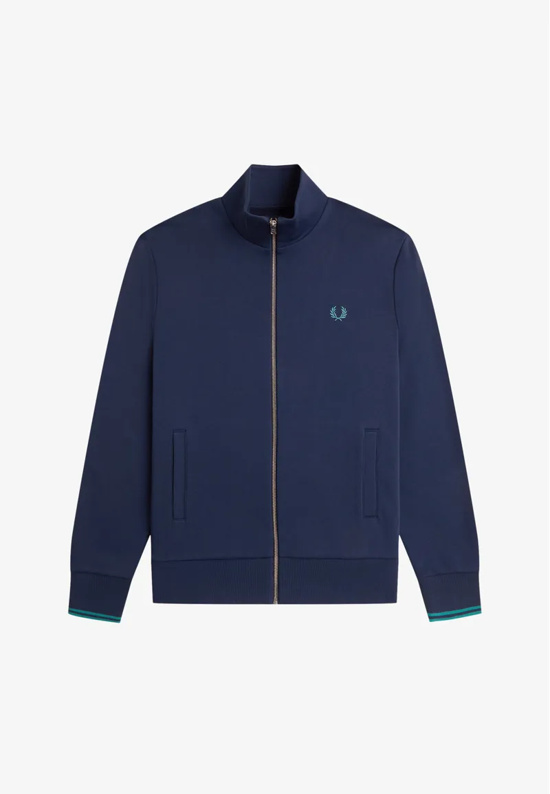 Fred Perry Zip Through Sweatshirt Tennis Blue-3