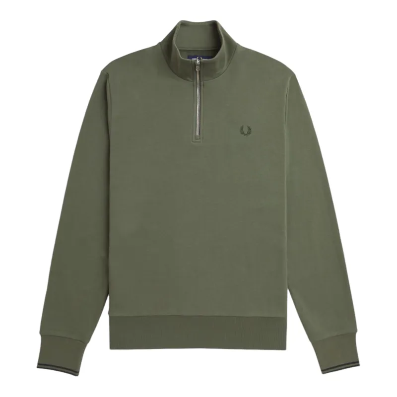 Fred Perry Half Zip Sweatshirt Laurel Wreath Green XXL ONLY