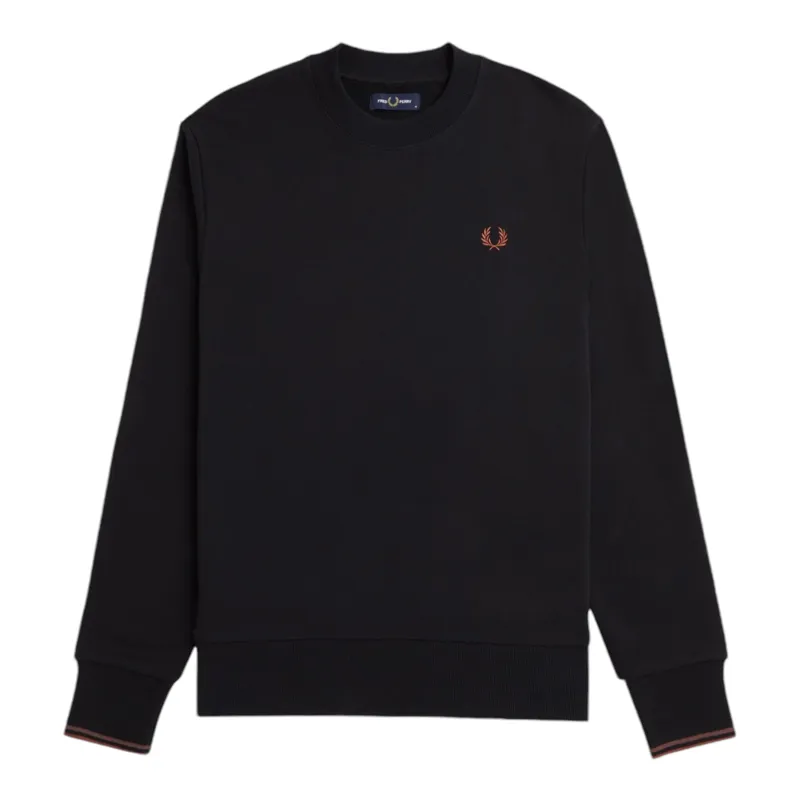Fred Perry Crew Neck Sweatshirt Black / Whiskey Brown