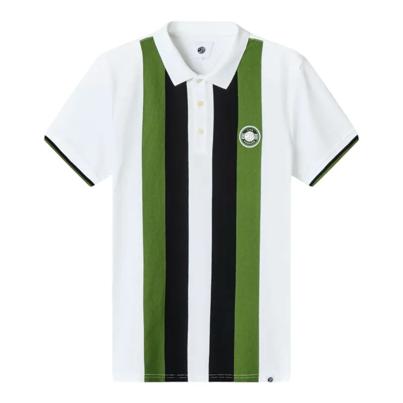 Pretty Green Live Forever Engineered Stripe Polo White