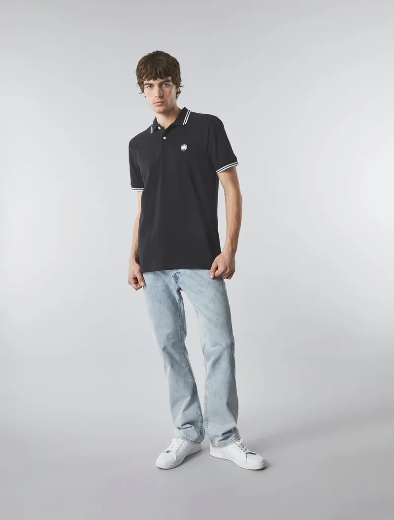 Pretty Green Barton Polo Black/White-1