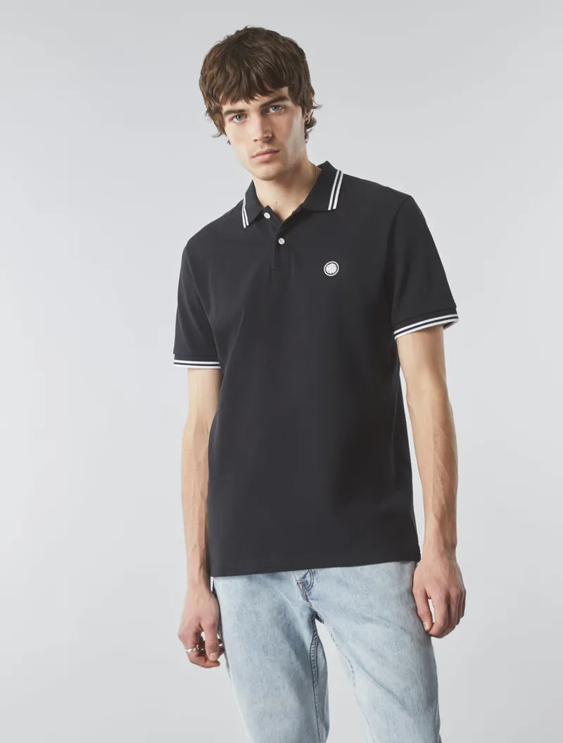 Pretty Green Barton Polo Black/White-2
