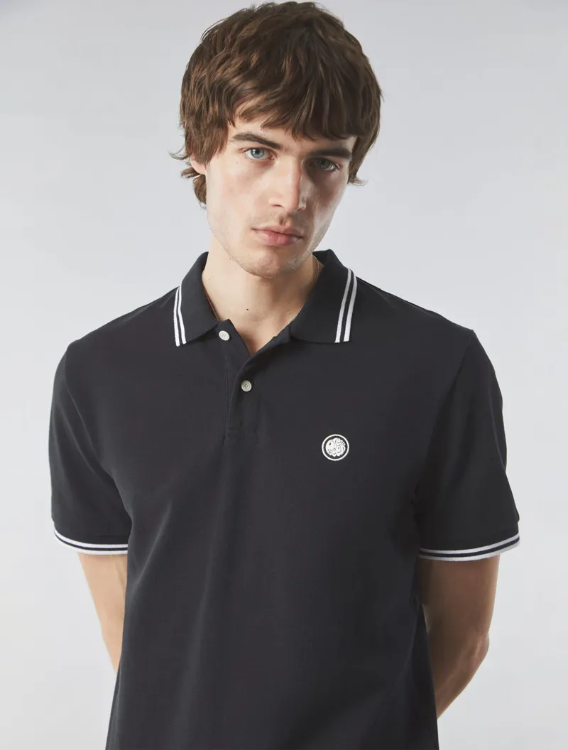 Pretty Green Barton Polo Black/White-4