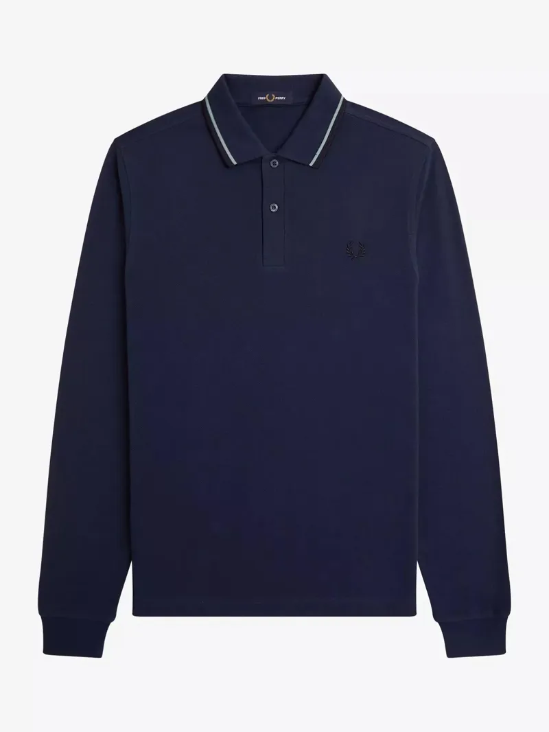 Fred Perry Long Sleeve Polo T-shirt Tennis Blue-2