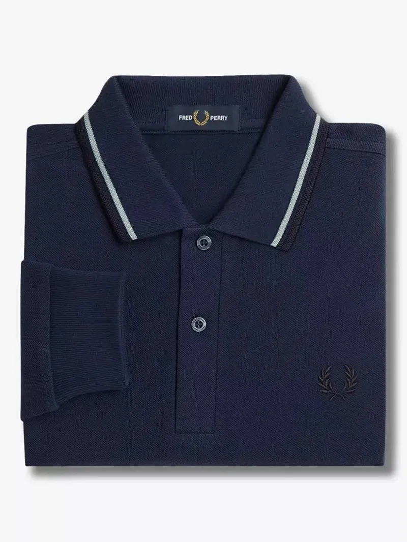 Fred Perry Long Sleeve Polo T-shirt Tennis Blue-1