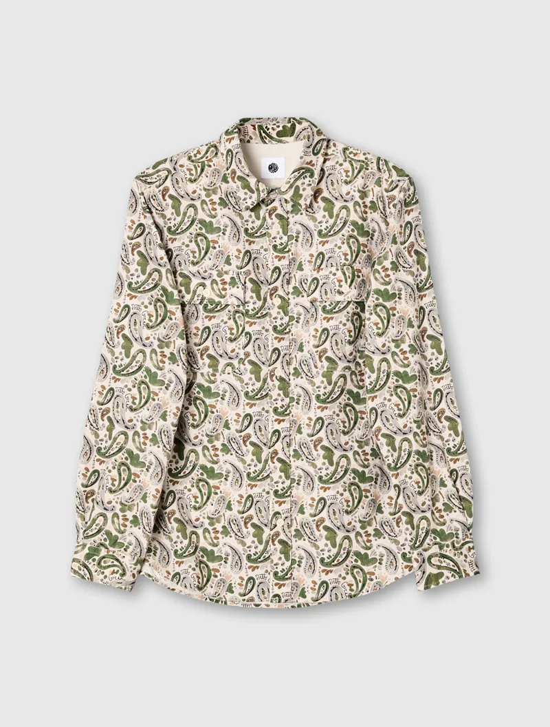 Pretty Green Aquarelle Paisley Shirt Stone-5