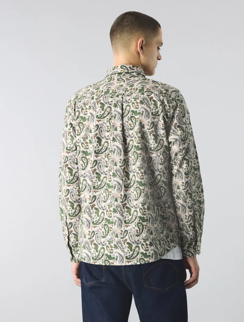 Pretty Green Aquarelle Paisley Shirt Stone-2