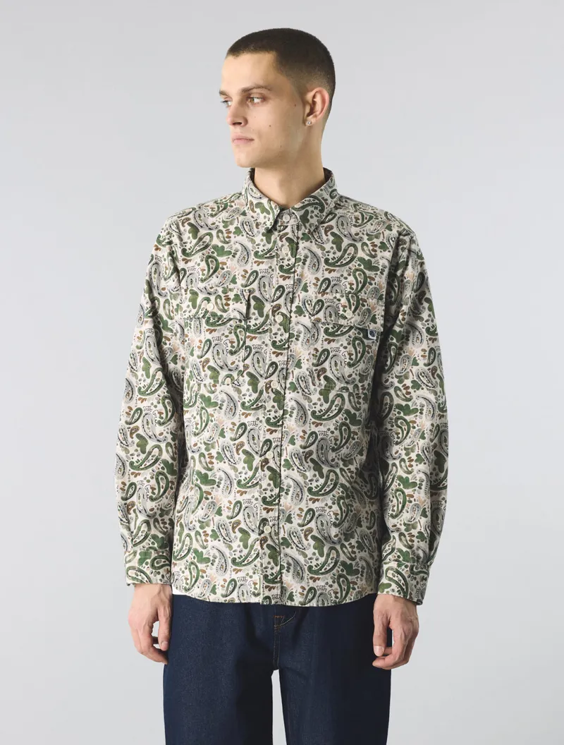 Pretty Green Aquarelle Paisley Shirt Stone-3