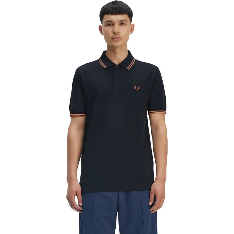 Fred Perry M3600-Y31 Polo T-shirt Navy/Cinnamon-2