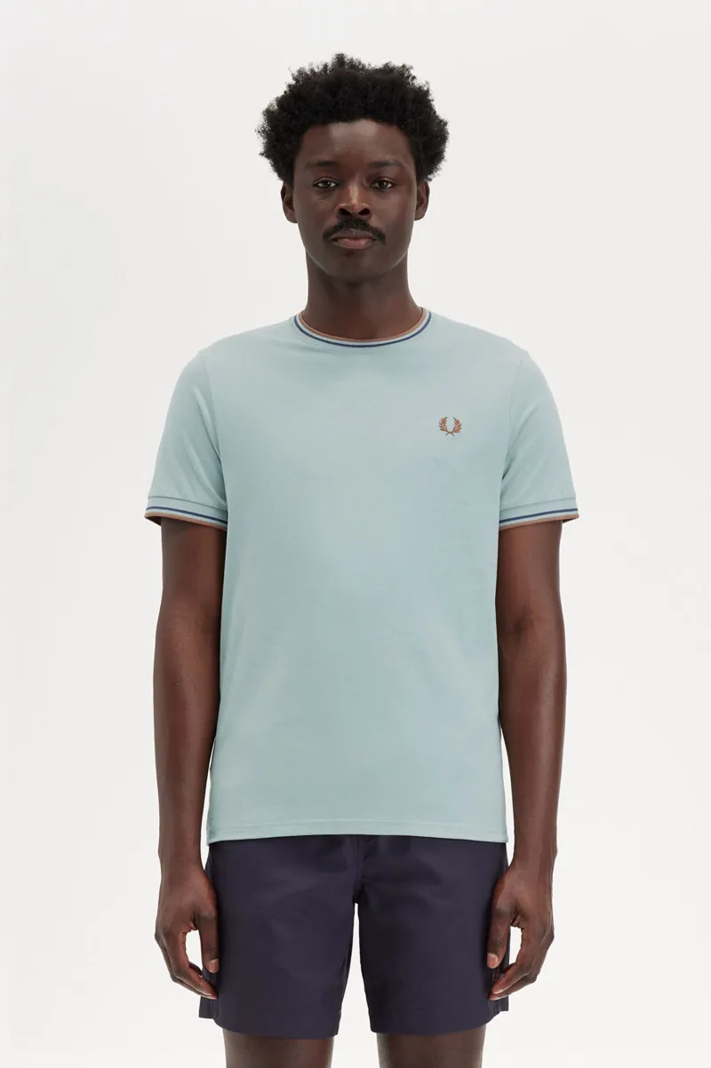 Fred Perry Twin Tipped T-shirt Silver blue/Tennis blue/Cinnamon-1