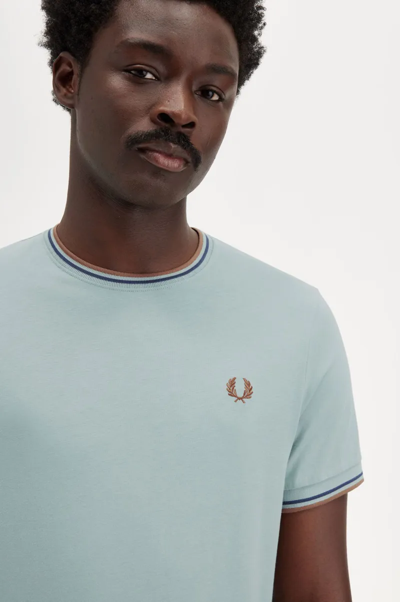 Fred Perry Twin Tipped T-shirt Silver blue/Tennis blue/Cinnamon-3
