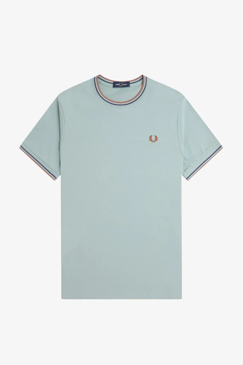 Fred Perry Twin Tipped T-shirt Silver blue/Tennis blue/Cinnamon-6