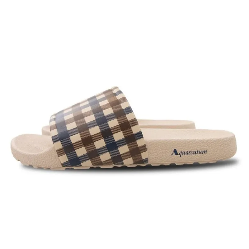 Aquascutum Club Check Sliders Beige-1