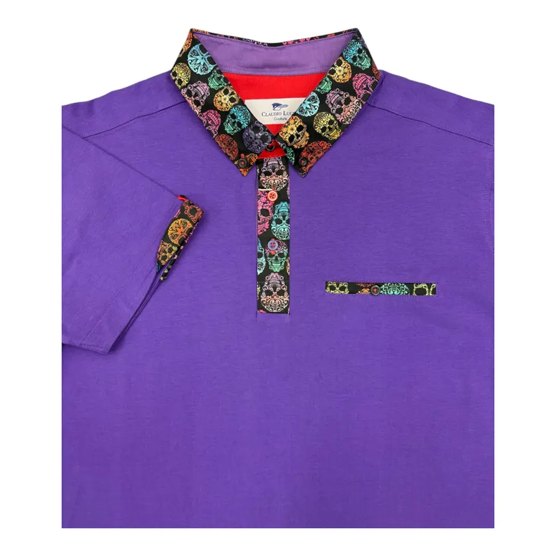 Claudio Lugli Skull Collar Polo Shirt Purple