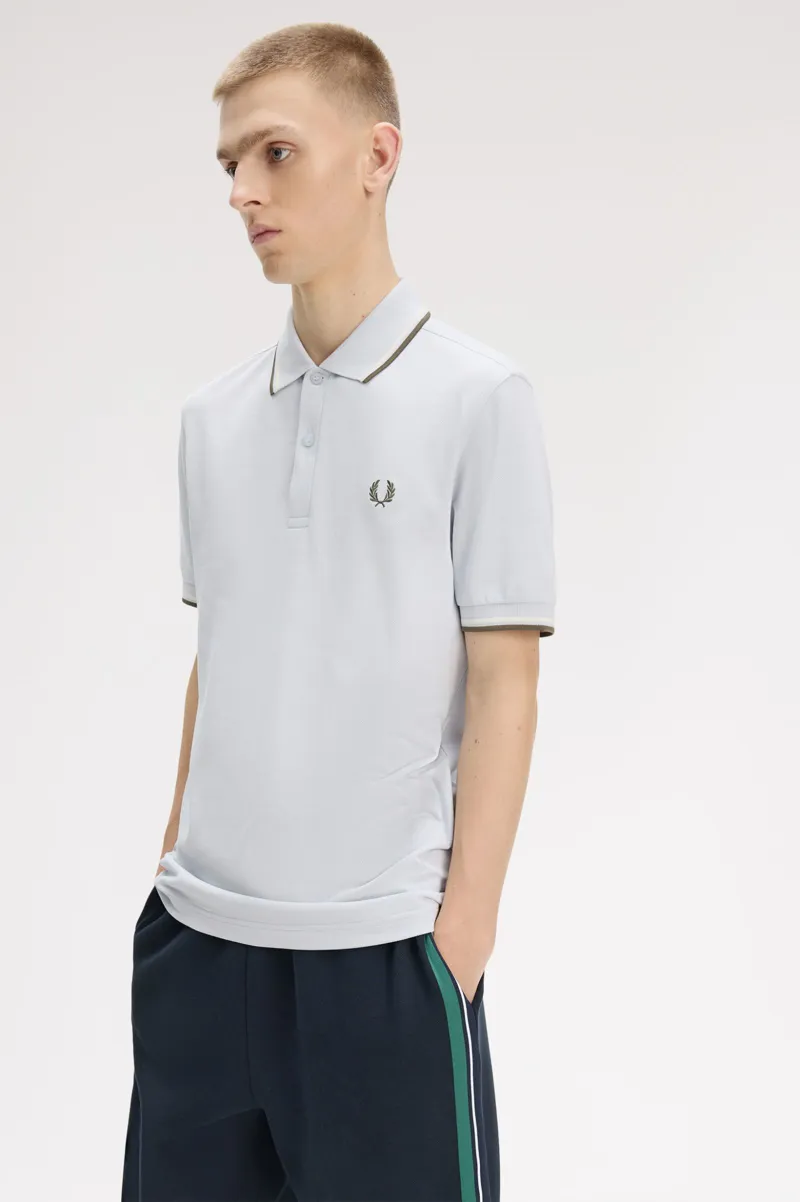 Fred Perry M3600-80B Polo T-shirt Dusky Blue / Ecru / Green-3