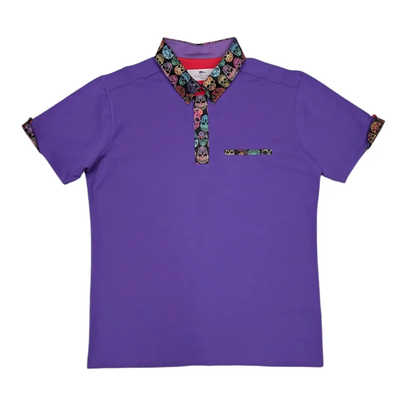 Claudio Lugli Skull Collar Polo Shirt Purple-1