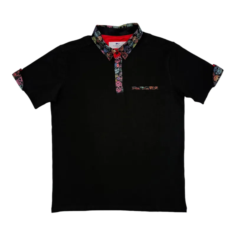 Claudio Lugli Skull Collar Polo Shirt Black-1