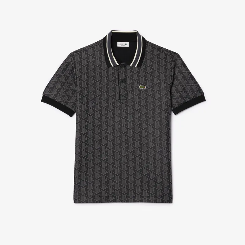 Lacoste Monogram Jacquard Polo T-shirt Black-6
