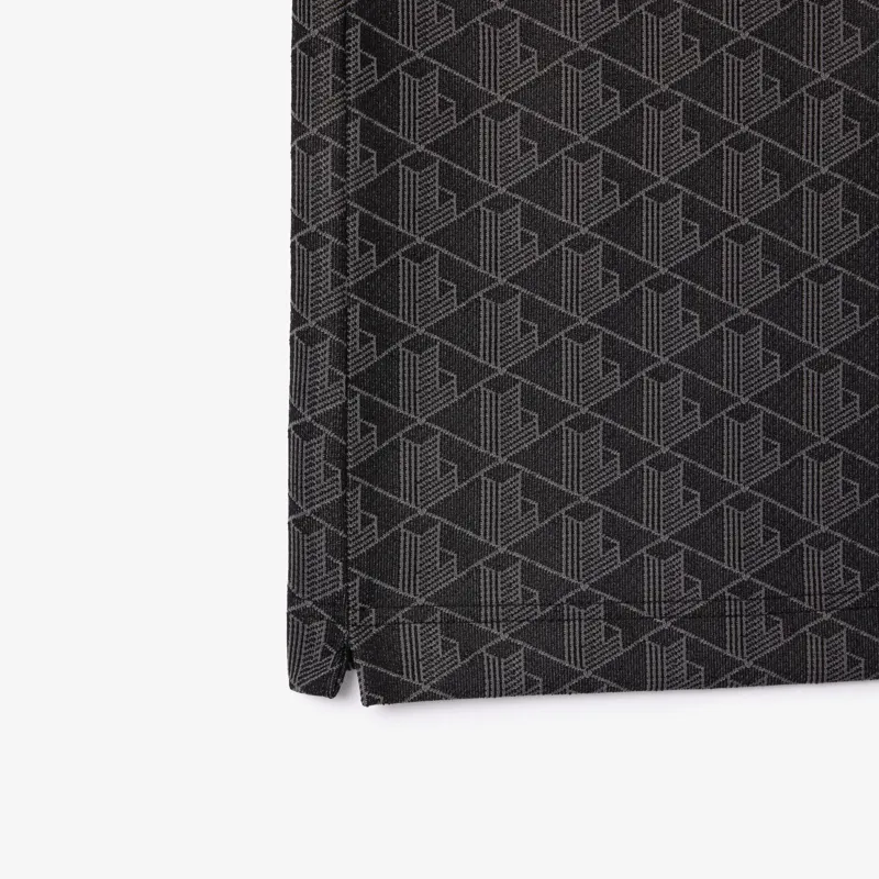 Lacoste Monogram Jacquard Polo T-shirt Black-5