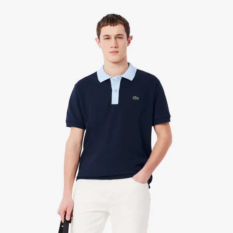 Lacoste Contrast Collar Classic Fit Polo T-shirt Navy-1