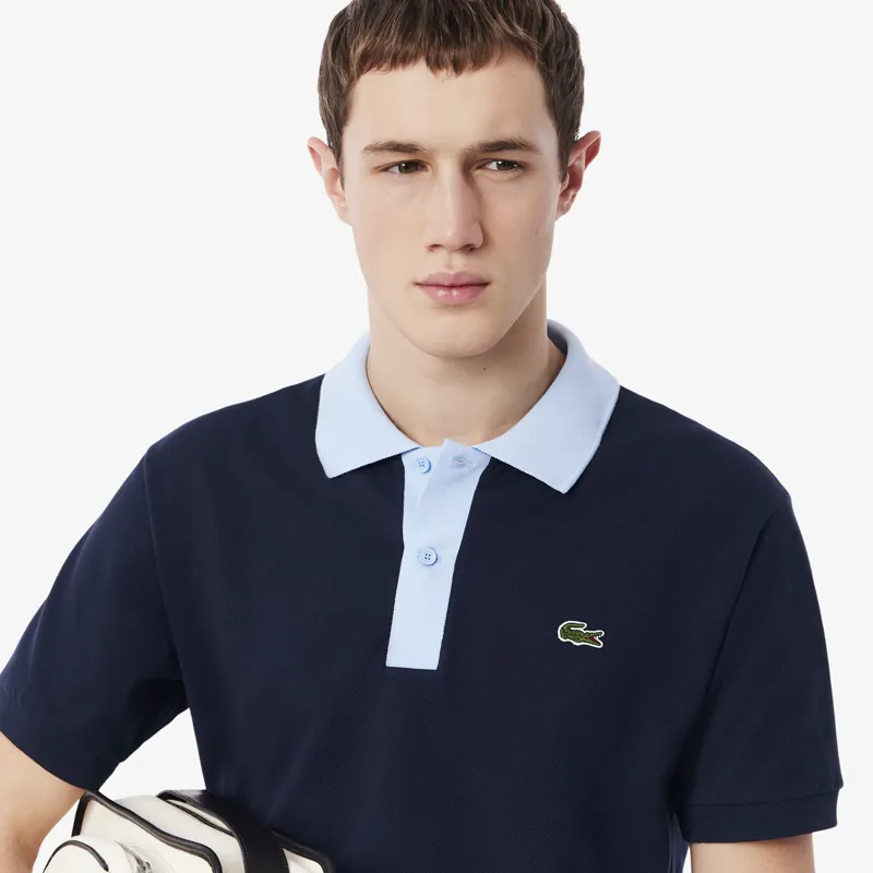 Lacoste Contrast Collar Classic Fit Polo T-shirt Navy-2