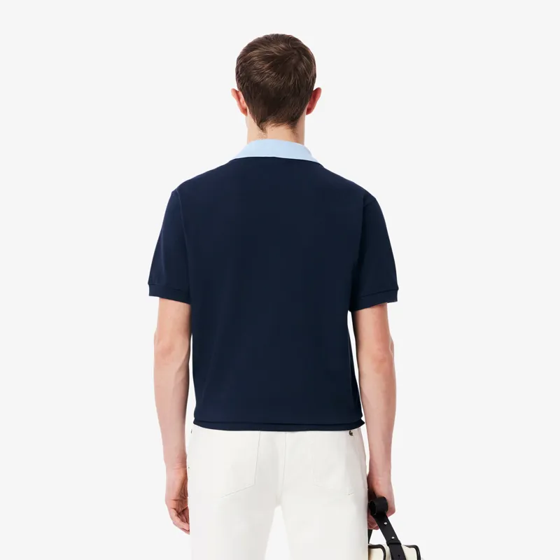 Lacoste Contrast Collar Classic Fit Polo T-shirt Navy-3