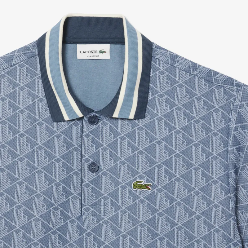 Lacoste Monogram Jacquard Polo T-shirt Blue-4