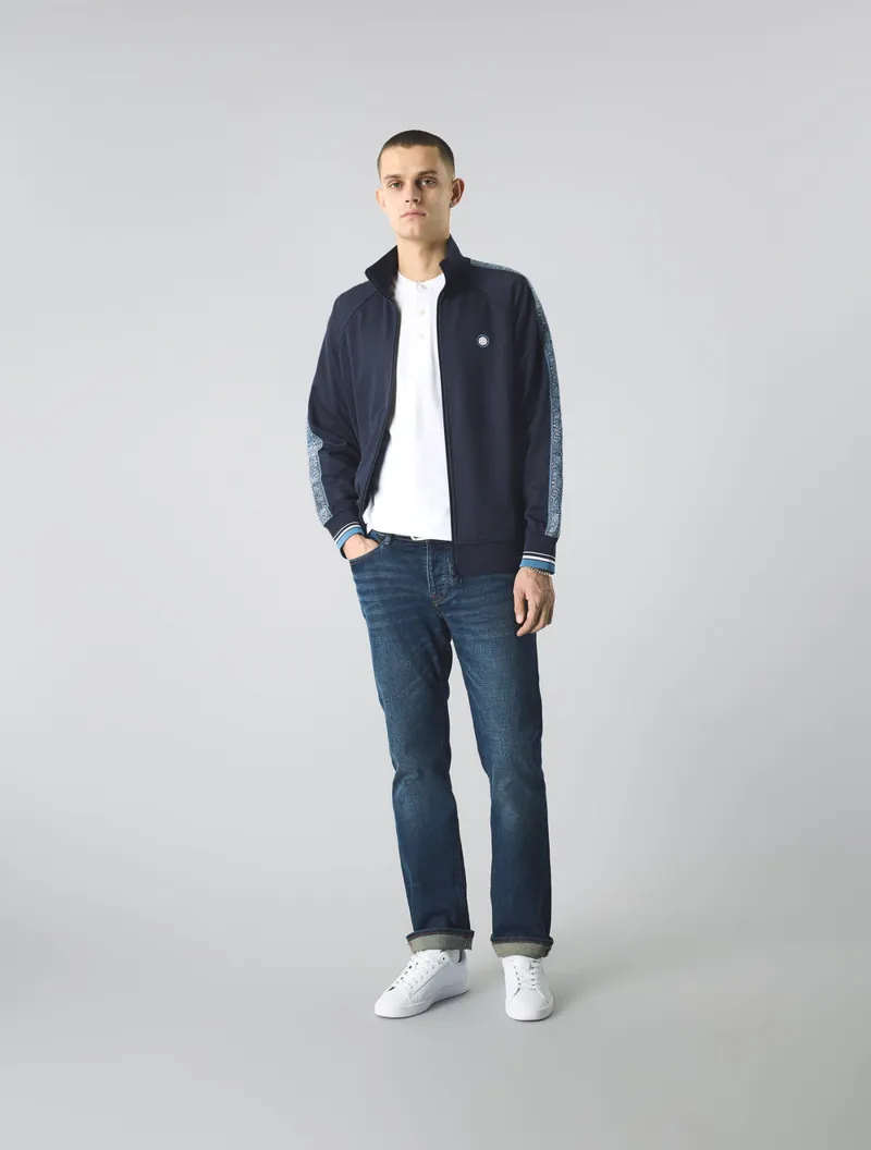 Pretty Green Eclipse Paisley Tape Track Top Navy XL ONLY-1