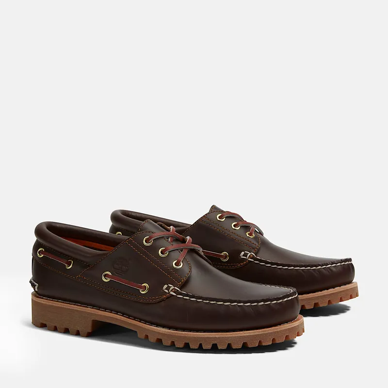 Timberland Authentic 3-Eye Lug Handsewn Boat Shoe Brown-3