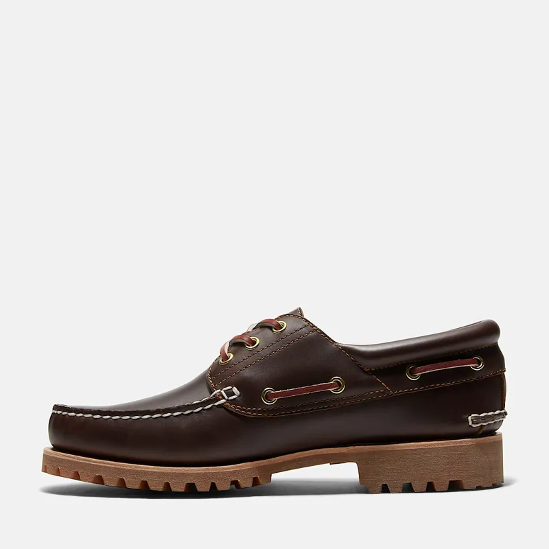 Timberland Authentic 3-Eye Lug Handsewn Boat Shoe Brown-5