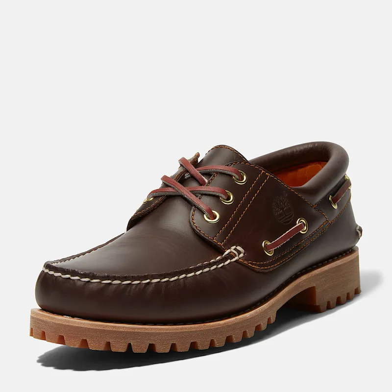 Timberland Authentic 3-Eye Lug Handsewn Boat Shoe Brown-8