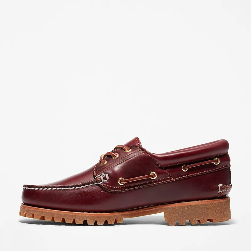 Timberland Authentic 3-Eye Lug Handsewn Boat Shoe Burgundy-3