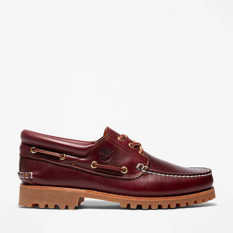 Timberland Authentic 3-Eye Lug Handsewn Boat Shoe Burgundy-8