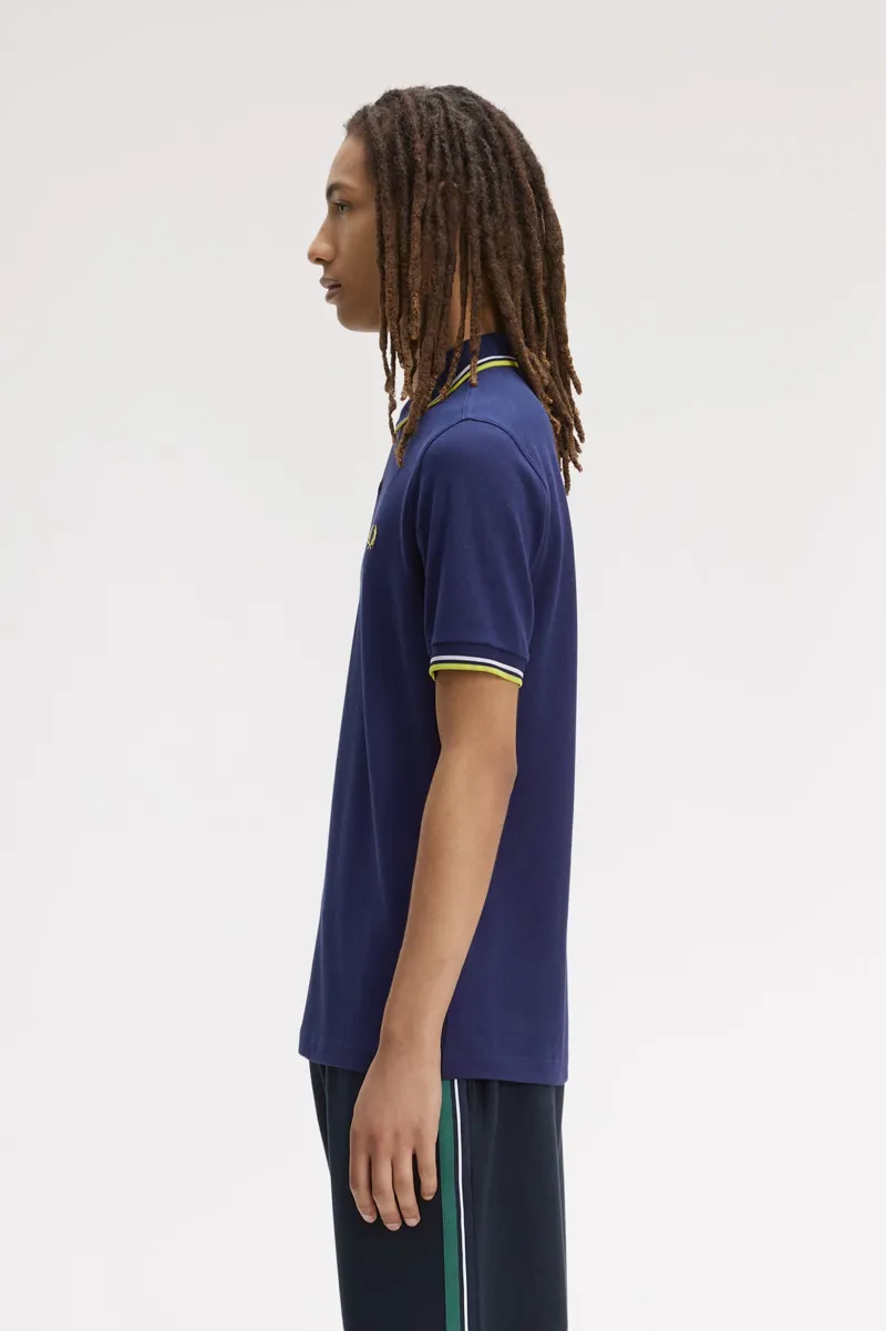 Fred Perry M3600-83B Polo T-shirt French Navy / Dusky Blue / Citron-2