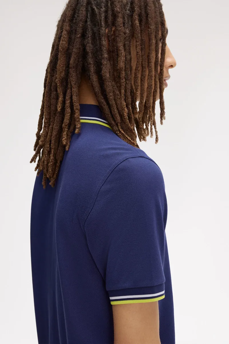 Fred Perry M3600-83B Polo T-shirt French Navy / Dusky Blue / Citron-4