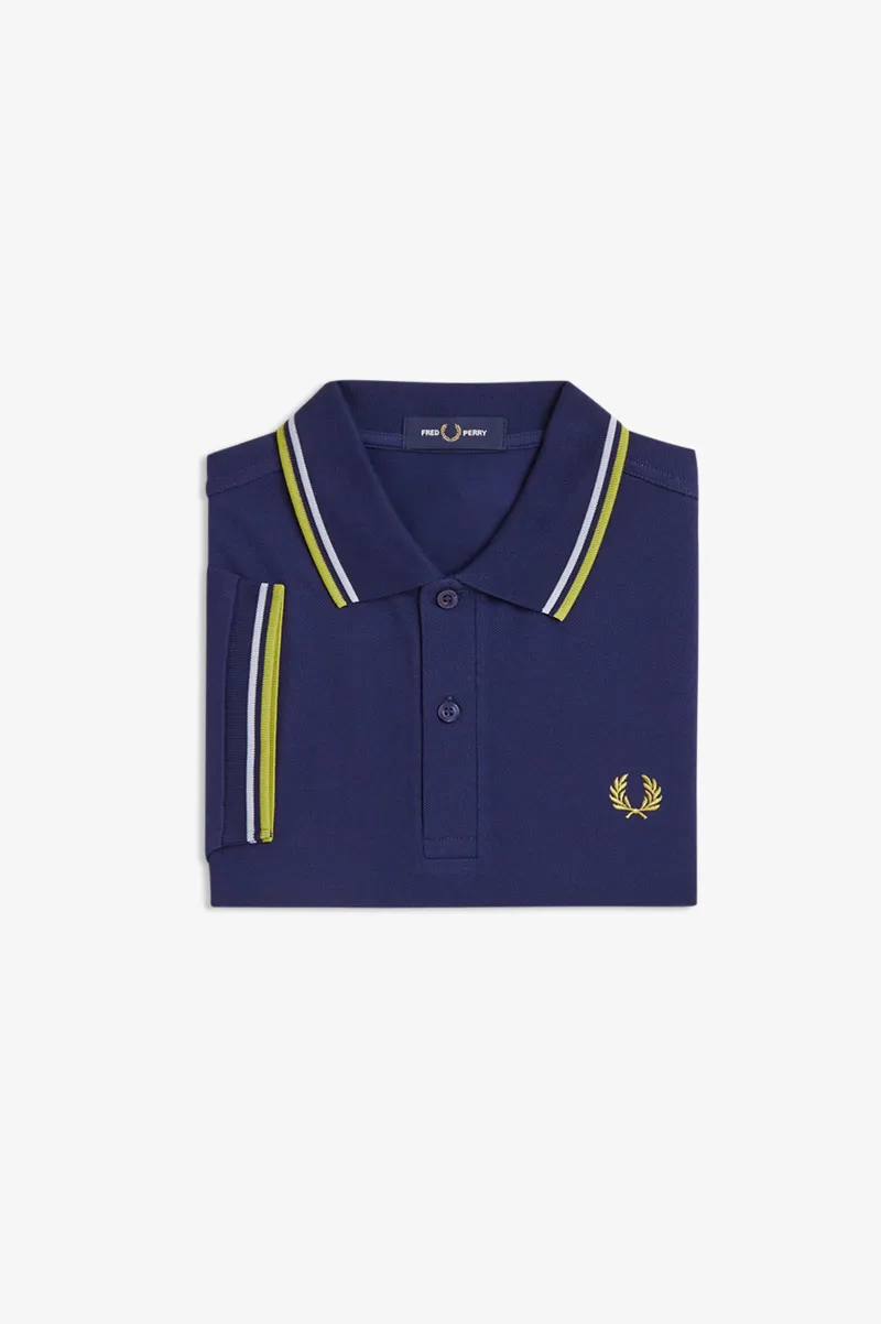 Fred Perry M3600-83B Polo T-shirt French Navy / Dusky Blue / Citron-8