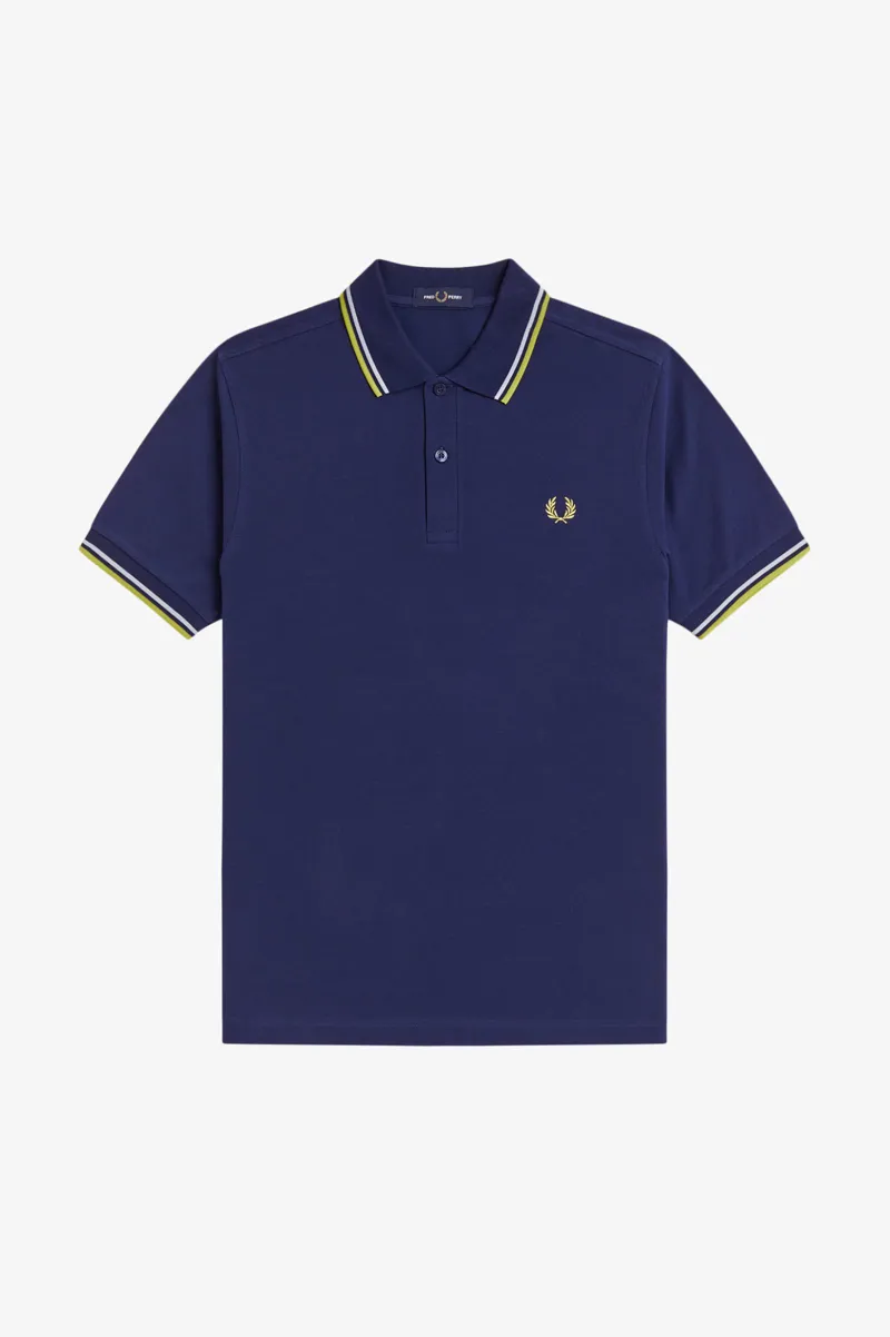 Fred Perry M3600-83B Polo T-shirt French Navy / Dusky Blue / Citron-6
