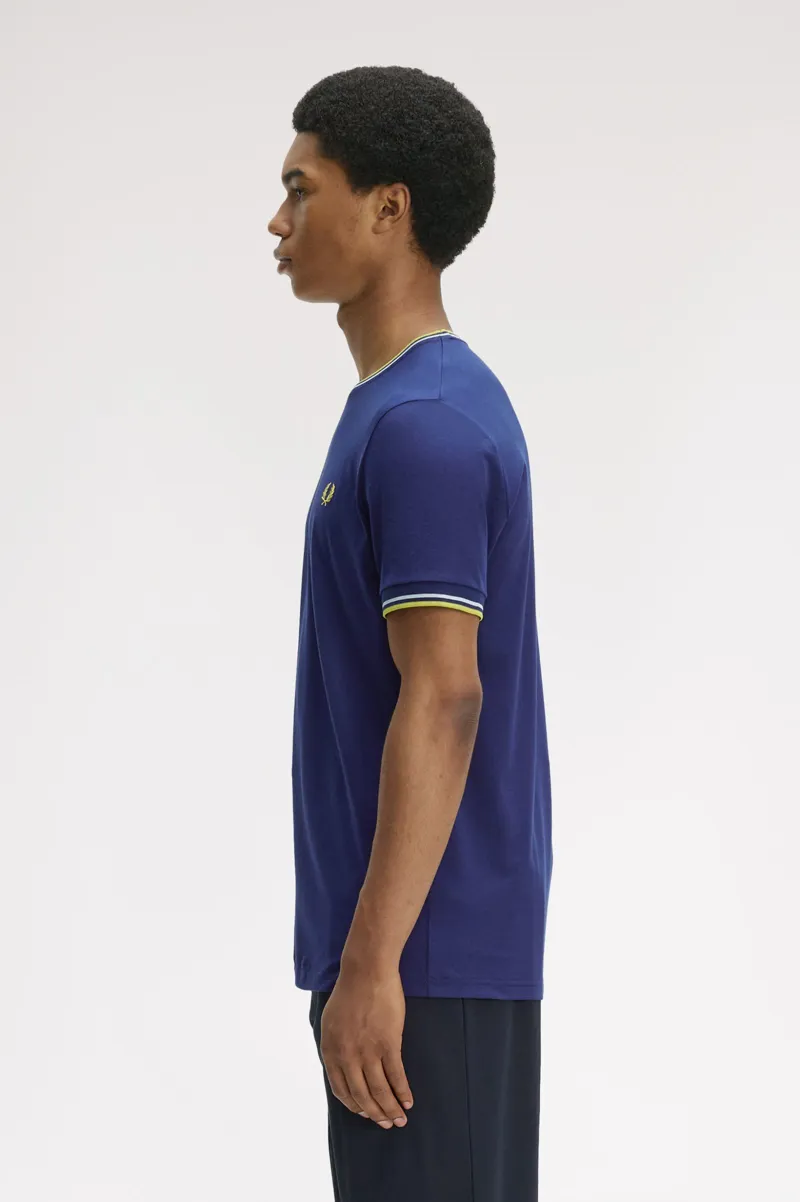 Fred Perry Twin Tipped T-Shirt French Navy / Dusky Blue / Citron-2