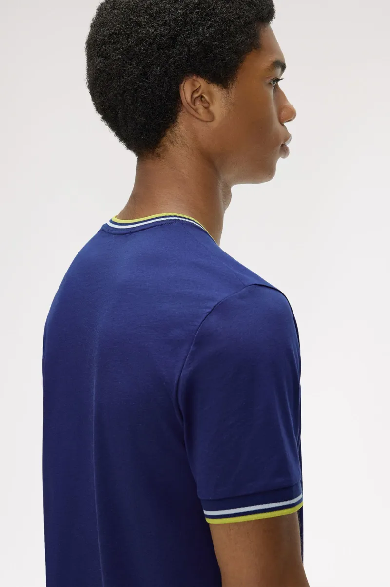 Fred Perry Twin Tipped T-Shirt French Navy / Dusky Blue / Citron-4