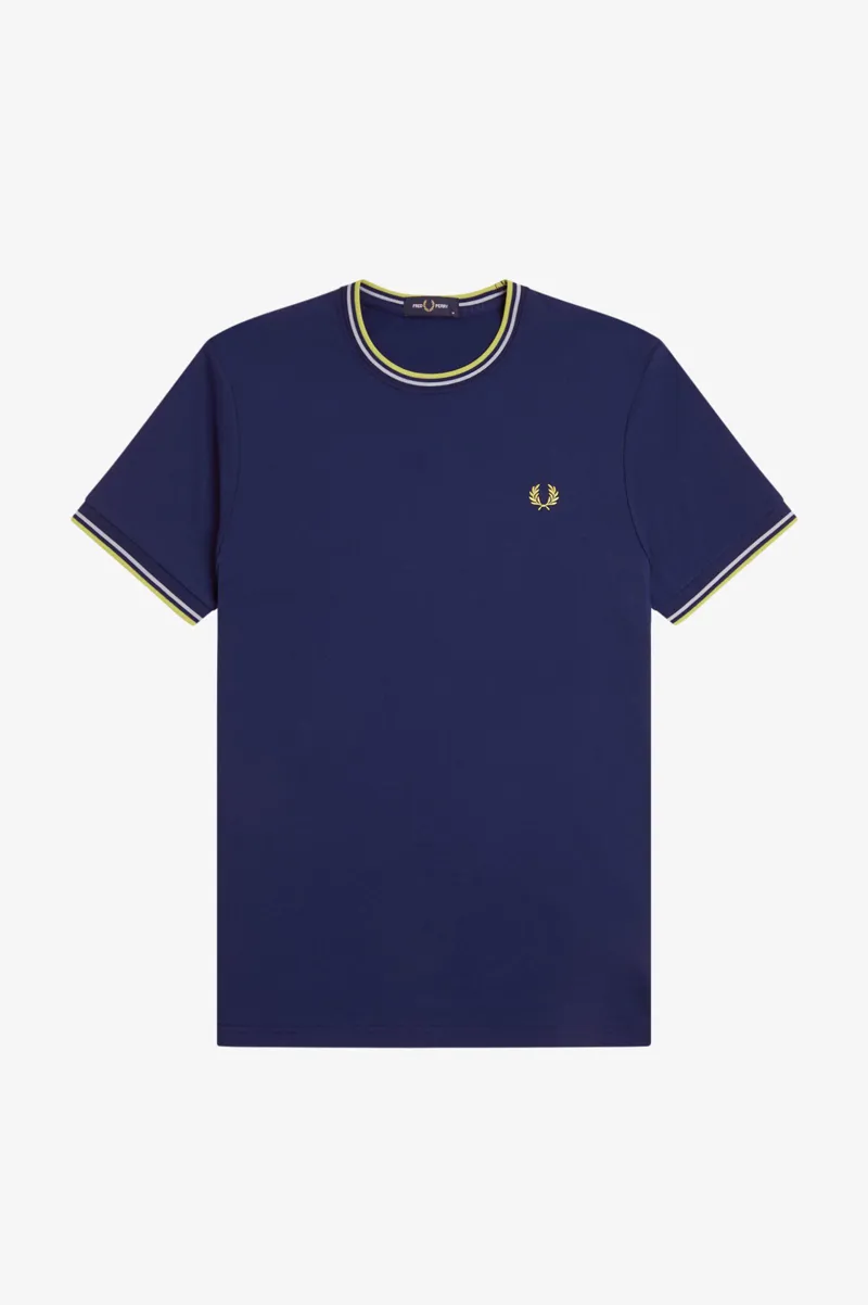 Fred Perry Twin Tipped T-Shirt French Navy / Dusky Blue / Citron-7