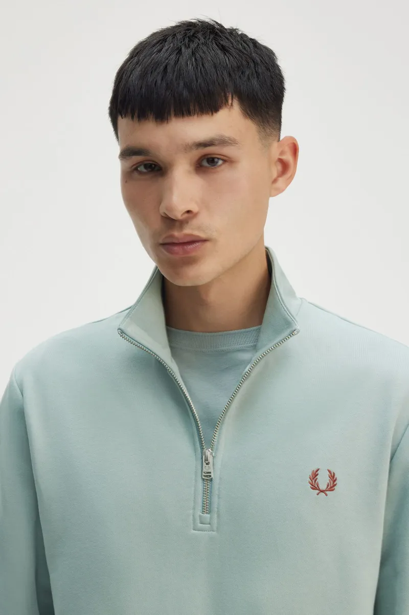 Fred Perry Half Zip Sweatshirt Silver Blue-3