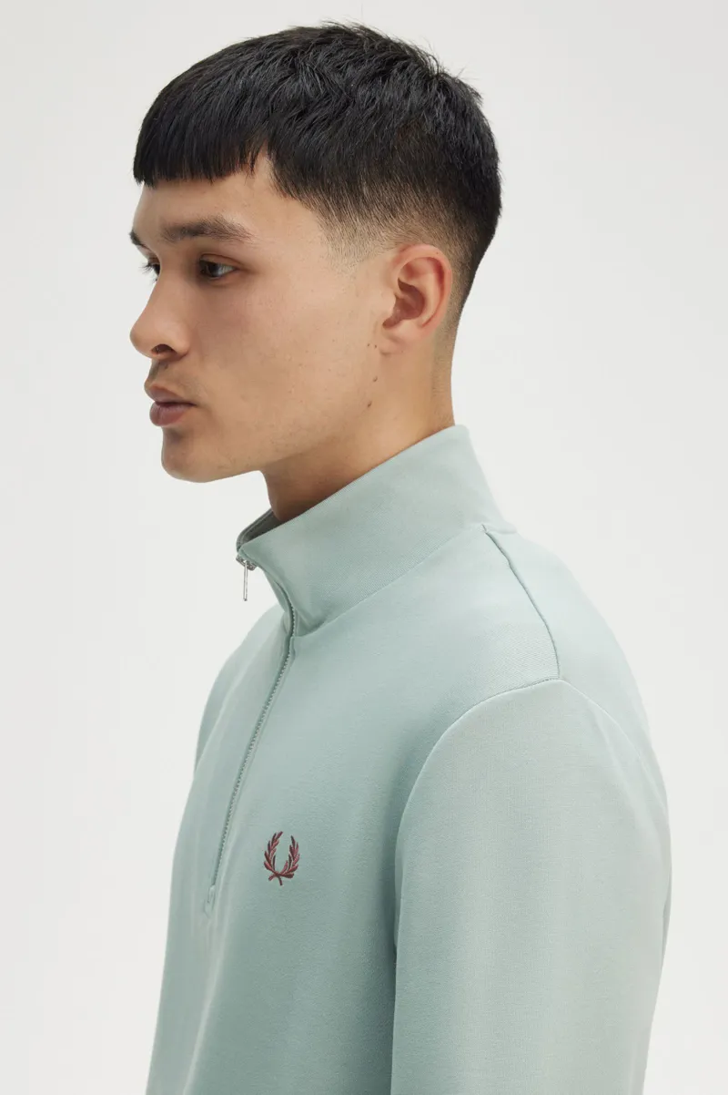 Fred Perry Half Zip Sweatshirt Silver Blue-6