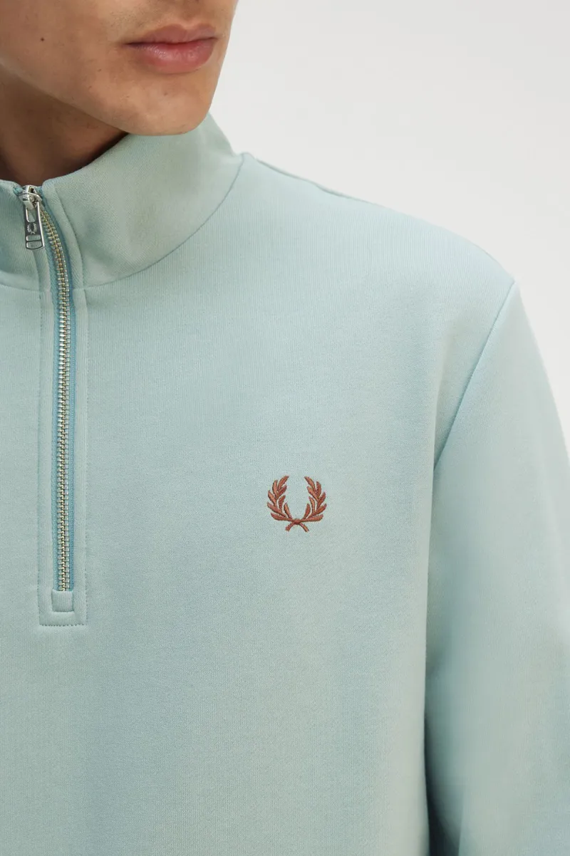 Fred Perry Half Zip Sweatshirt Silver Blue-5