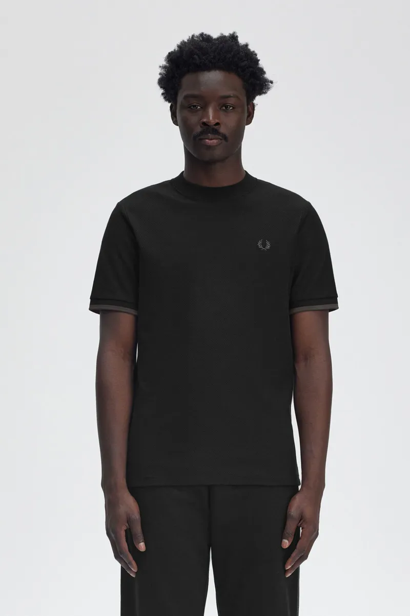 Fred Perry Tipped Cuff Pique T-shirt Black / Green-1