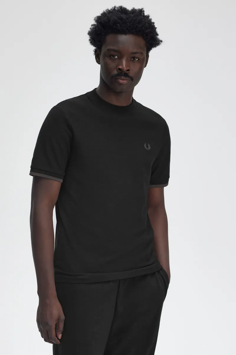 Fred Perry Tipped Cuff Pique T-shirt Black / Green-3