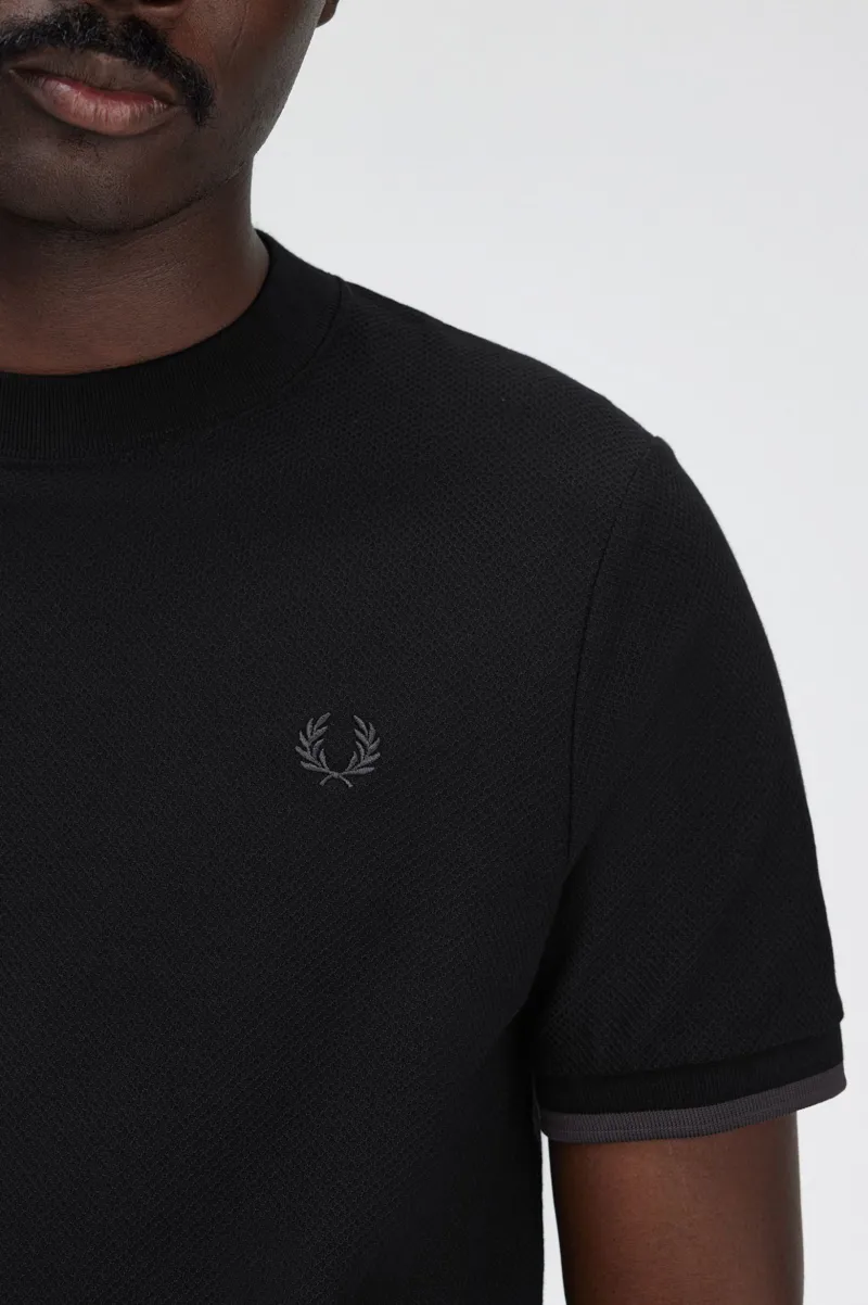 Fred Perry Tipped Cuff Pique T-shirt Black / Green-4