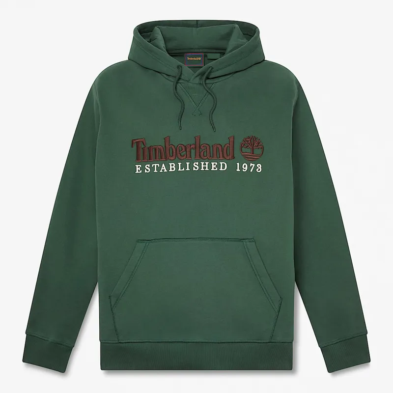 Timberland Established 1973 Embroidered Logo Hoodie Dark Green-5