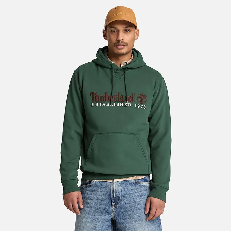 Timberland Established 1973 Embroidered Logo Hoodie Dark Green-2