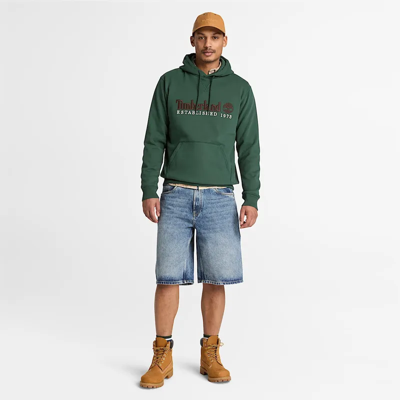 Timberland Established 1973 Embroidered Logo Hoodie Dark Green-3
